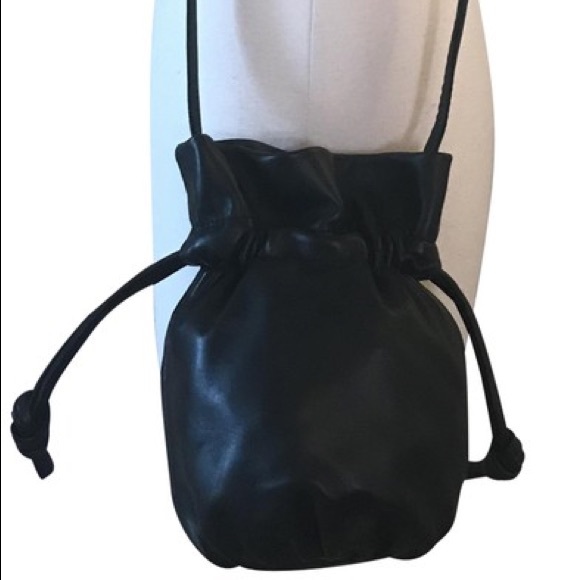 J. Crew Handbags - J crew black mini drawstring leather bag preloved